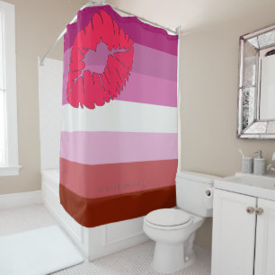 Rideaux De Douche Drapeau de fierté lesbienne au rouge à lèvres Slip