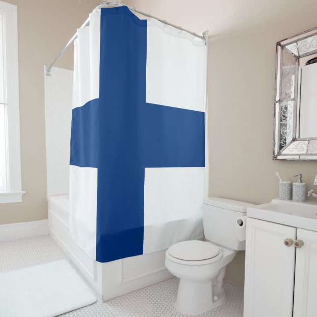 Rideaux De Douche Drapeau de la Finlande (En situation)