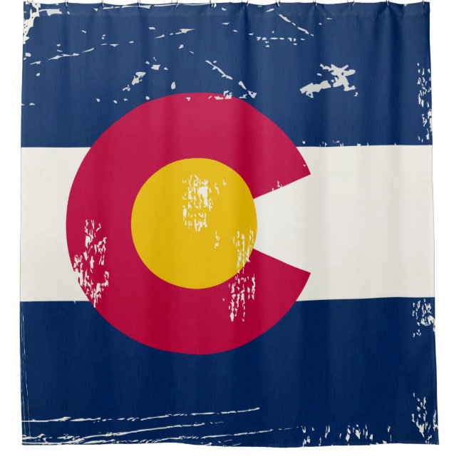Rideaux De Douche Drapeau de l'état de Grunge Colorado (Devant)