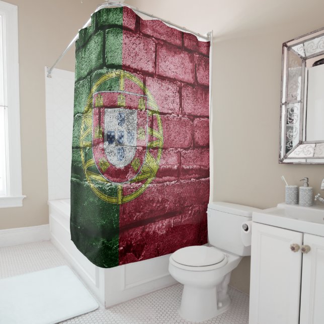 Rideaux De Douche Drapeau du Portugal (En situation)