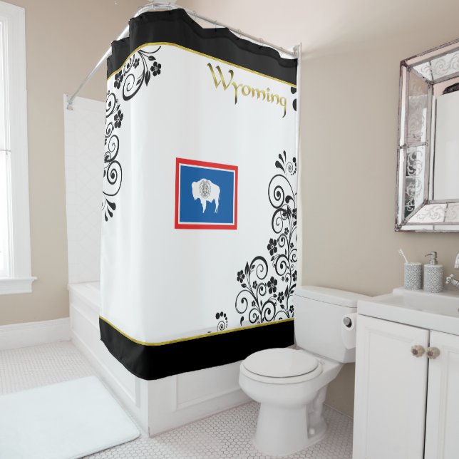 Rideaux De Douche Drapeau du Wyoming (En situation)