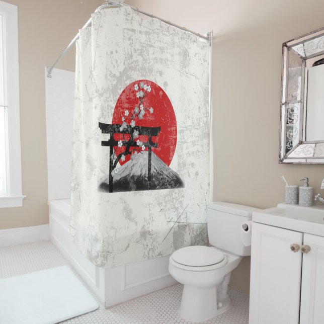 Rideaux De Douche Drapeau et symboles du Japon ID153 (En situation)