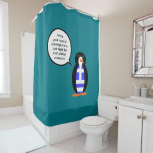 Rideaux De Douche Drapeau grec pingouin parlant personnalisé