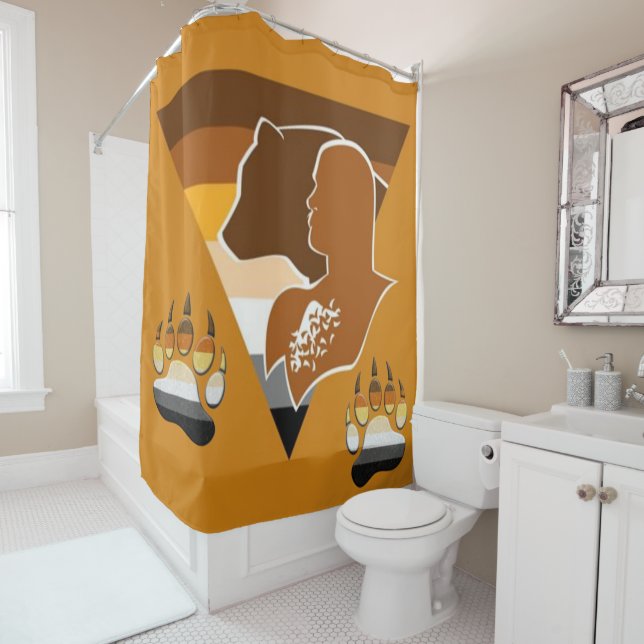Rideaux De Douche Drapeau / Symbole de la société Gay BEAR Ursine (En situation)