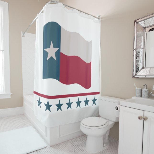Rideaux De Douche Drapeau Texas Lone Star Rouge Blanc Bleu (En situation)