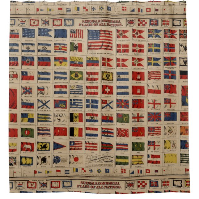 Rideaux De Douche Drapeaux historiques du monde (1869) (Devant)
