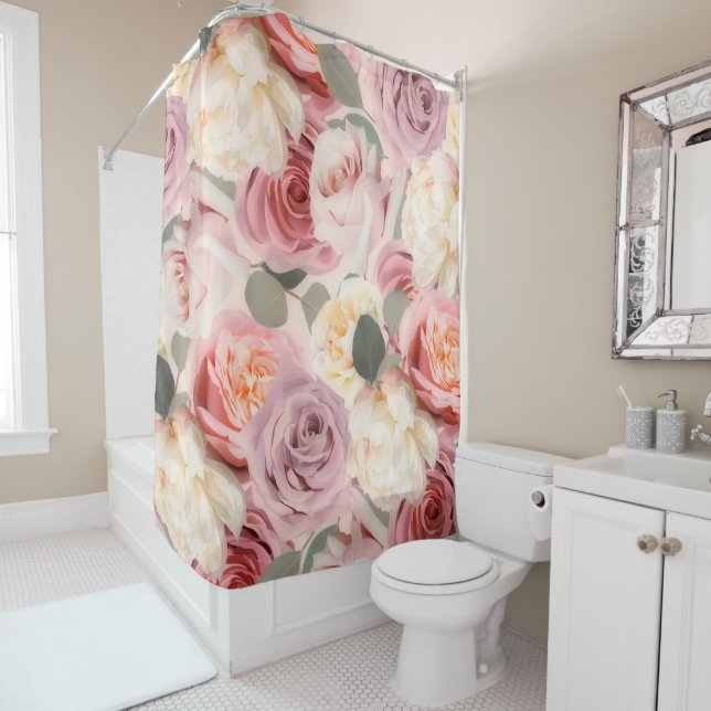 Rideaux De Douche Dreamrose Floral élégant Shabby Chic Roses (En situation)