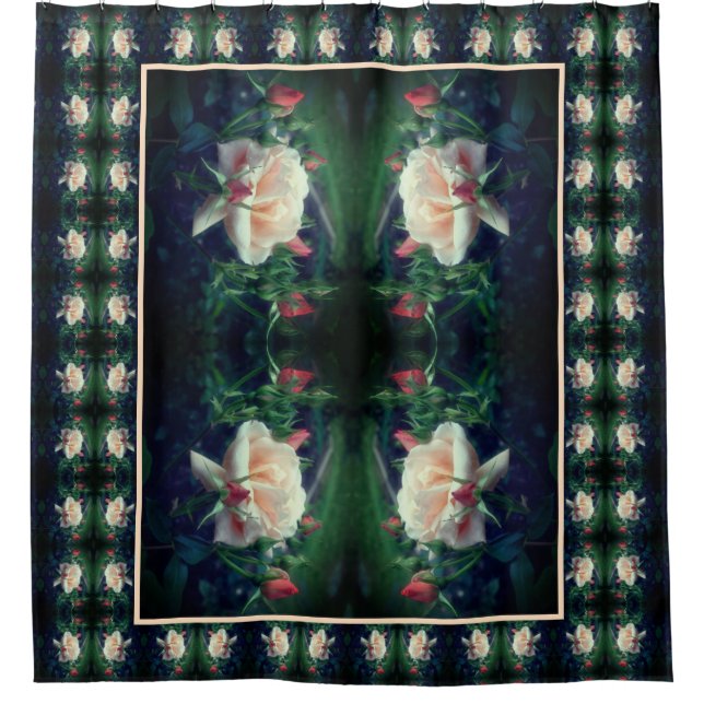 Rideaux De Douche Dreamy Peach Rose Et Buds Abstrait (Devant)
