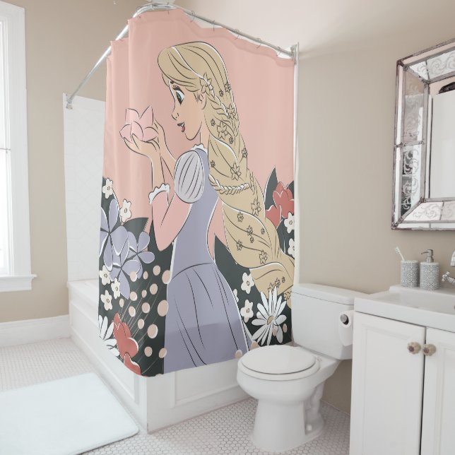 Rideaux De Douche Dreamy Rapunzel en fleurs (En situation)