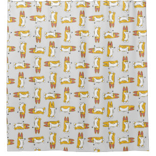 Rideaux De Douche Drôle Cartoon Corgi Motif