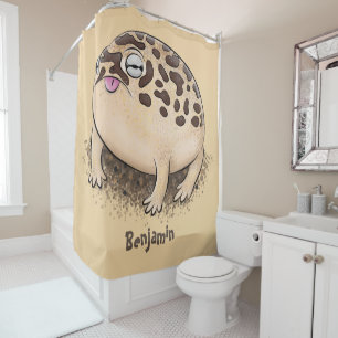 Rideaux De Douche Drôle dessin de grenouille à pluie dans le désert