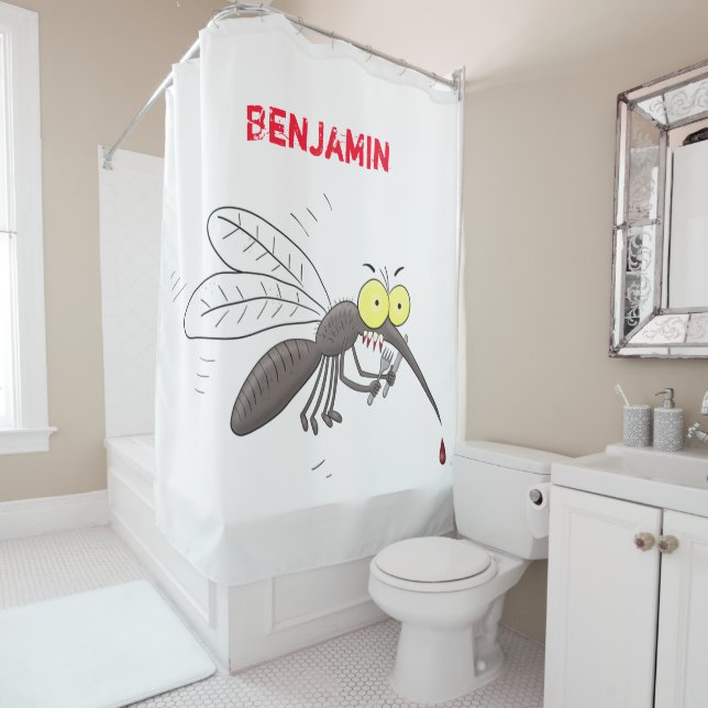 Rideaux De Douche Drôle dessin d'insecte moustique (En situation)