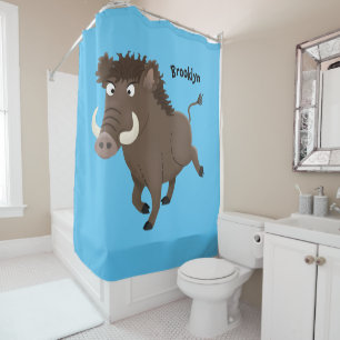 Rideaux De Douche Drôle dessin humoristique de rasoir de sanglier