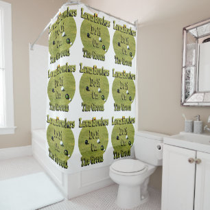 Rideaux De Douche Drôle Les Bowlers De Pelouse Le Font Sur Le Vert,