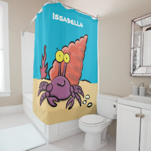 Rideaux De Douche Drôle mignon caricature pourpre crabe ermite