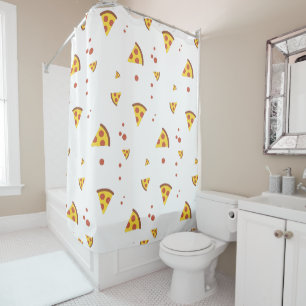 Rideaux De Douche Drôle Motif Minimaliste de Pizza Pepperoni Rétro