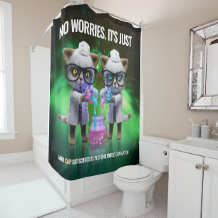 Rideaux De Douche Drôle scientifique de chat fou qui pillent la domi