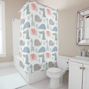 Rideaux De Douche Drôle Visage mignon Doodle Motif animal