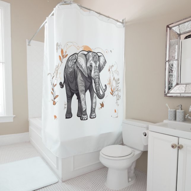 Rideaux de douche drôles et fantaisistes à motifs  (En situation)