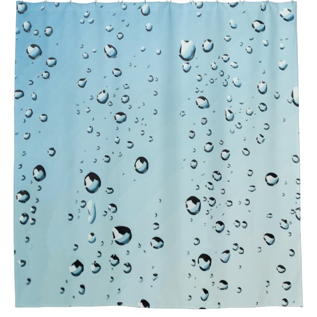 Rideaux De Douche Droplets de jour pluvieux d'eau gris bleu gouttes  (Devant)