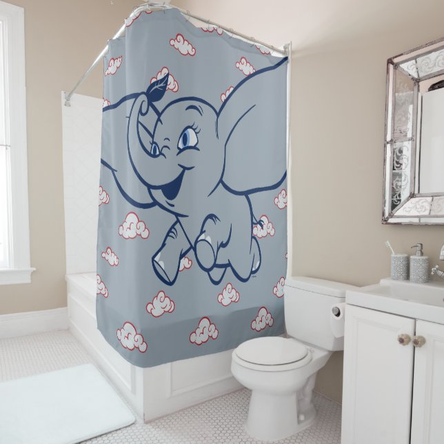 Rideaux De Douche Dumbo| Dessin en duvet avec plumes (En situation)