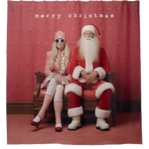 Rideaux De Douche Duo de Noël fantasque : Père Noël et Mme Claus