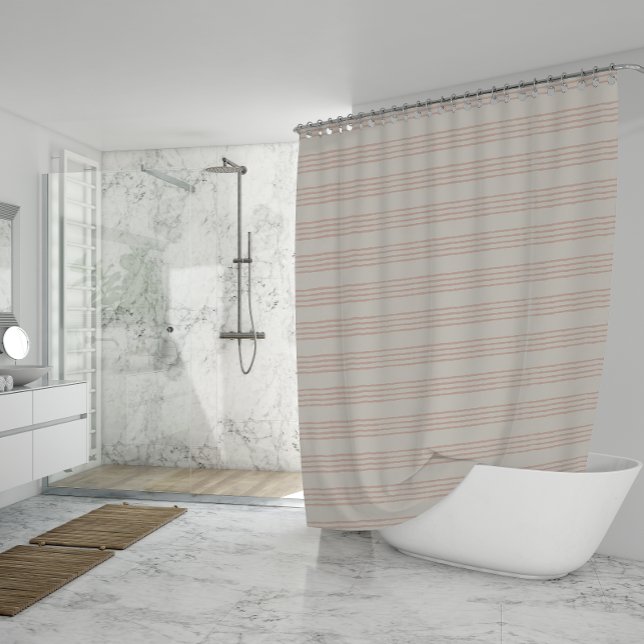 Rideaux De Douche Dusty Rose moderne minimaliste bande Boho (Dusty Rose Modern Minimalist Stripe Boho Shower Curtain)