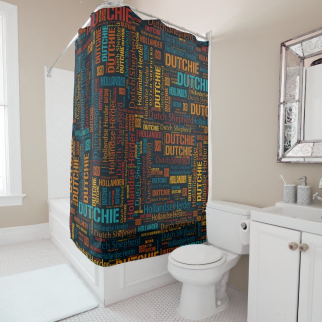 Rideaux De Douche Dutch Shepherd - Word Art Motif (En situation)