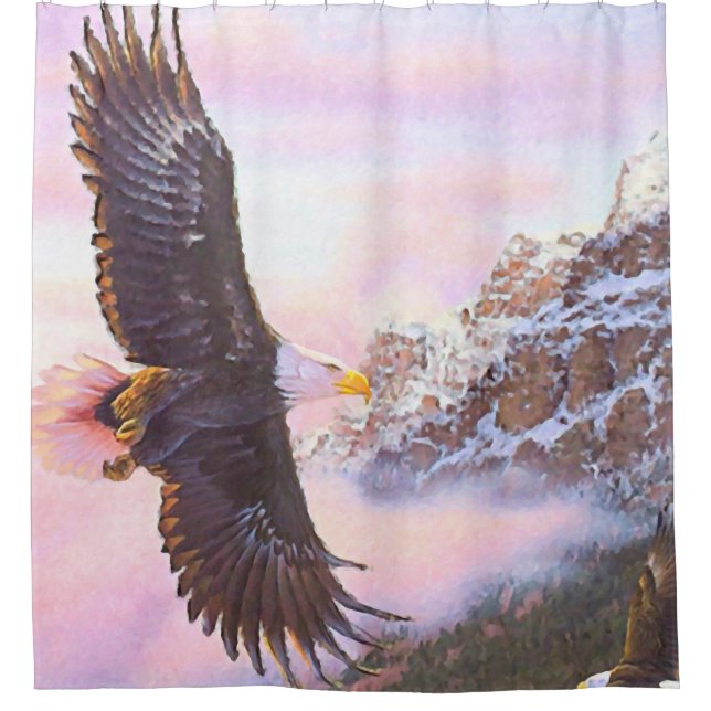 Rideaux De Douche Eagle en brume (oiseau de proie) (Devant)