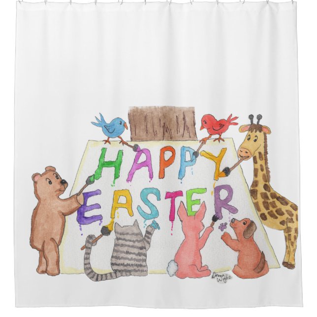 Rideaux De Douche Easter Greeting Painted by Animals (Devant)