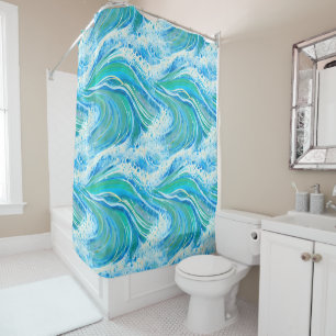 Rideaux De Douche Eau Bleue Océan Vagues de mer