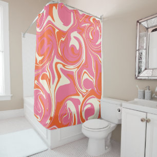 Rideaux De Douche Éclaboussure - Rose, Orange et Crème