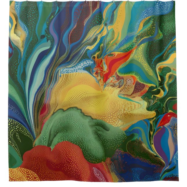 Rideaux De Douche éclaboussures de couleurs vives art abstrait (Devant)