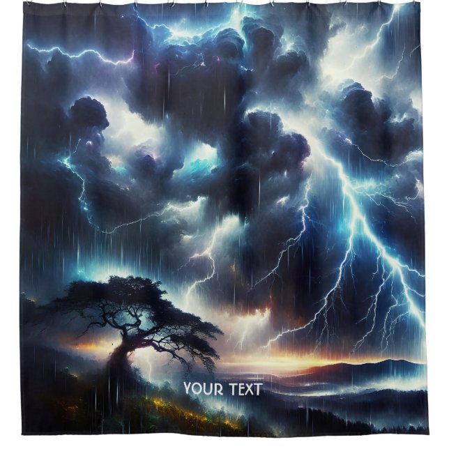 Rideaux De Douche Éclairage de pluie d'arbre mou Imaginaire (Devant)
