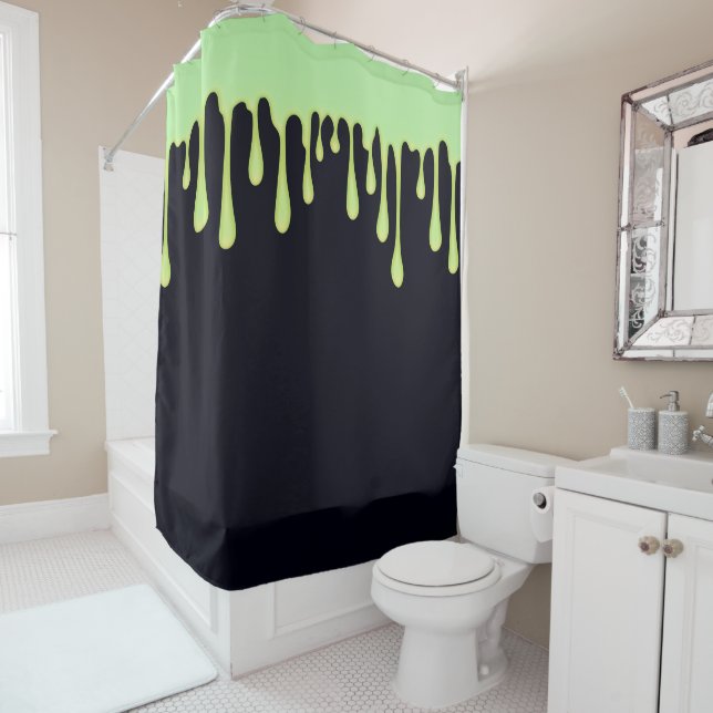 Rideaux De Douche Éclairage vert goutte à goutte à goutte Halloween (En situation)