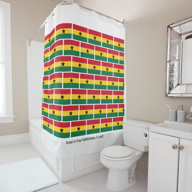 Rideaux De Douche Écriture chrétienne personnalisée DRAPEAU GHANA (En situation)