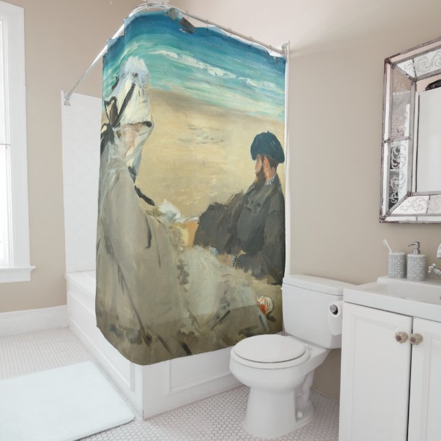 Rideaux De Douche Edouard Manet - Sur la plage (En situation)