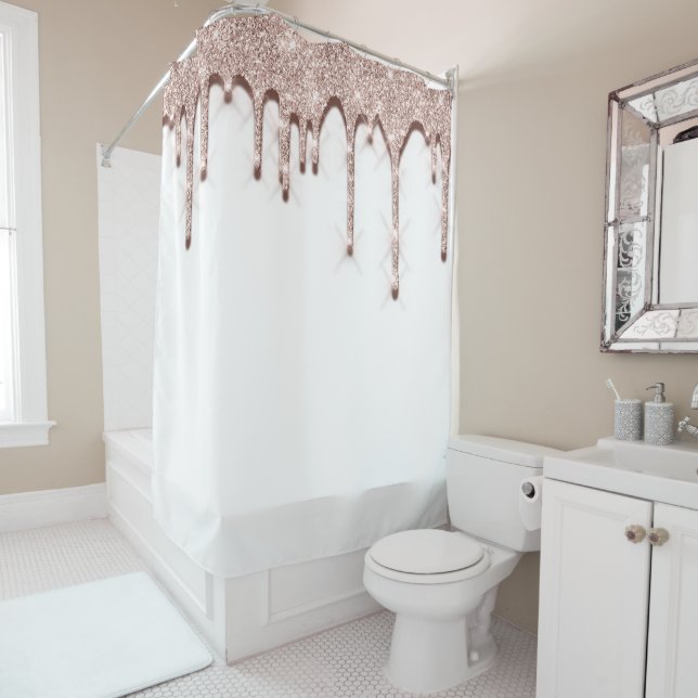 Rideaux De Douche Effet 3d du Rose de Parties scintillant Spark Drip (En situation)