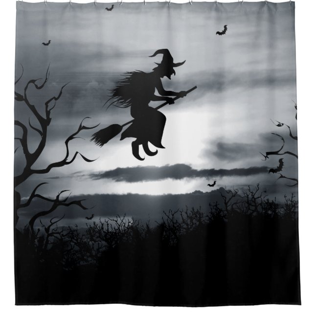 Rideaux De Douche Éffrayant Halloween Arrière - plan Design Vintage (Devant)