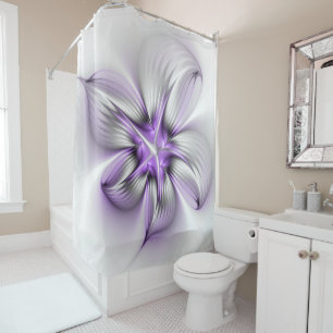 Rideaux De Douche Élégance florale Art fractal violet abstrait moder