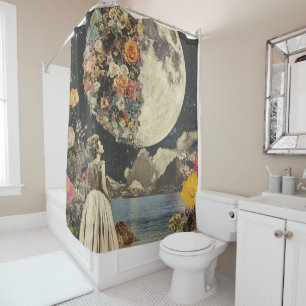 Rideaux De Douche Élégance Lune - Femme avec Lune (2)