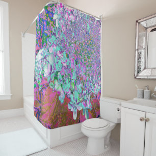 Rideaux De Douche Elegant Aqua et Purple Limelight Hydrangea Détail