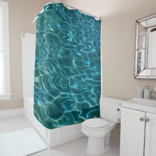 Rideaux De Douche Elégant bleu eau turquoise motif vagues de lac océ