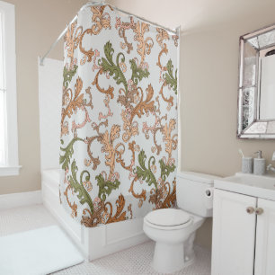 Rideaux De Douche Élégant Boho victorien Vintage Arrière - plan Feui