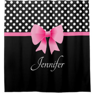 Rideaux De Douche Élégant Bow Rose Noir Et Blanc Motif