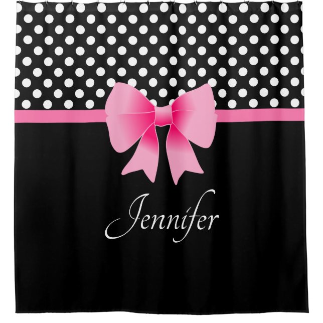 Rideaux De Douche Élégant Bow Rose Noir Et Blanc Motif (Devant)