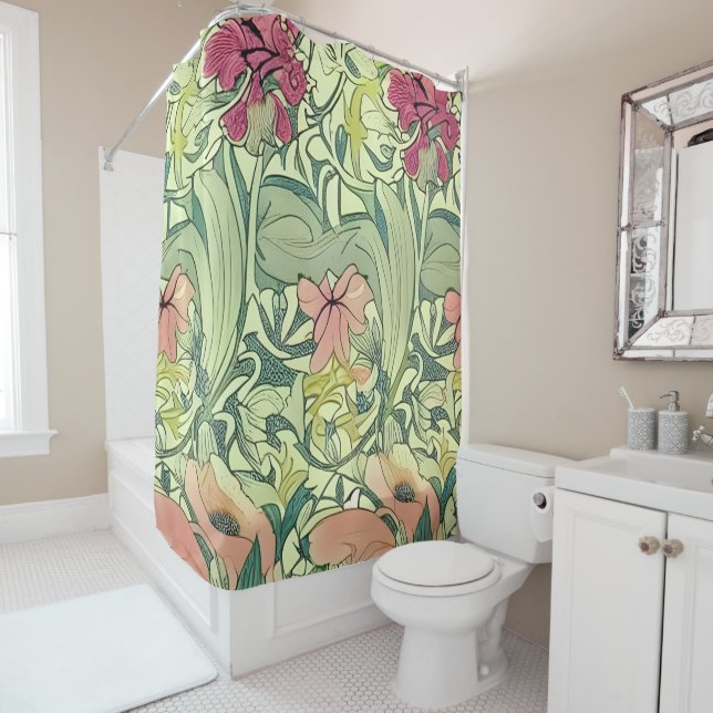 Rideaux De Douche Élégant classique rétro Motif Floral (En situation)