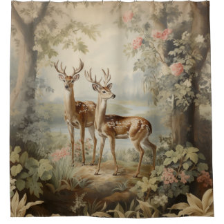Rideaux De Douche Élégant Deer Antique Woodland Wildlife