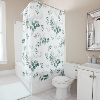 Rideaux De Douche Elégant feuille d'eucalyptus aquarelle