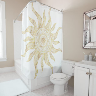 Rideaux De Douche Elégant Gold Sun Mandala Design